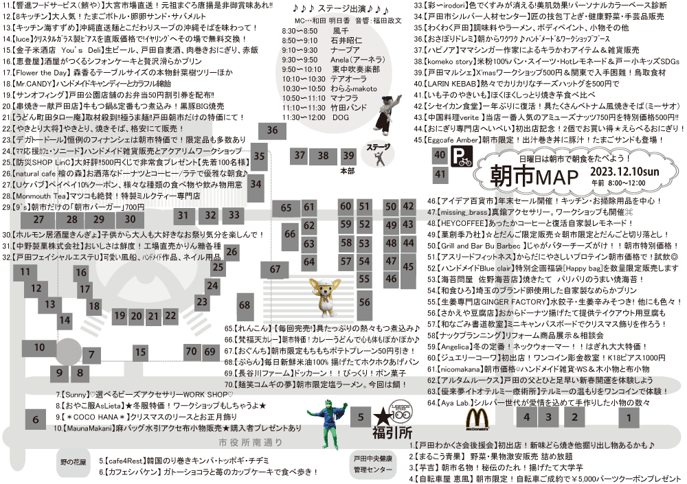 戸田朝市 会場マップ（2023年12月）