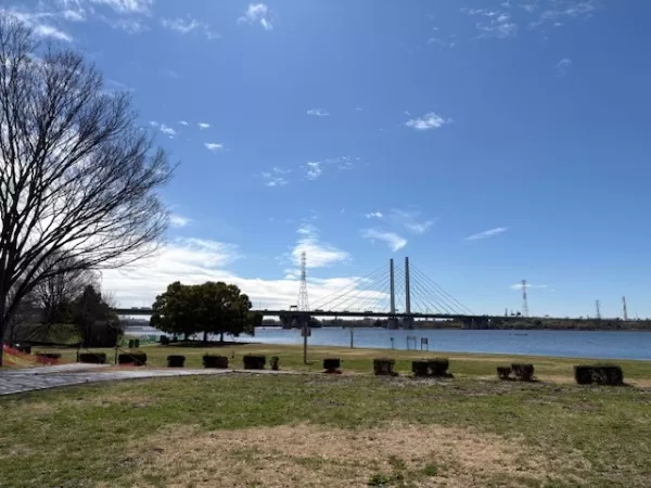 インフラゼロハウス宿泊棟からの眺望(埼玉県戸田市・彩湖BASE)